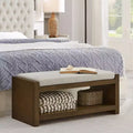 Accent Bench with Lower Shelf Shoe Rack, Padded Seating Bench, Modern Compact Bed End Bench with Storage