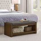 Banc d'appoint avec étagère à chaussures inférieure, banc rembourré, banc de bout de lit moderne et compact avec rangement