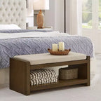 Banc d'appoint avec étagère à chaussures inférieure, banc rembourré, banc de bout de lit moderne et compact avec rangement