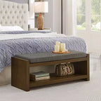 Banc d'appoint avec étagère à chaussures inférieure, banc rembourré, banc de bout de lit moderne et compact avec rangement