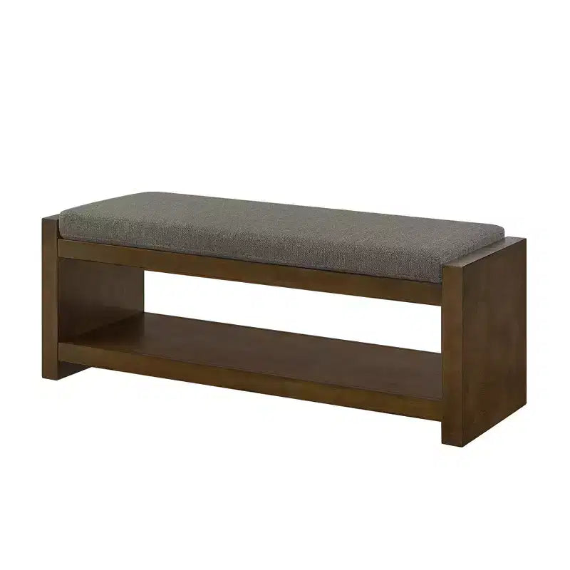 Banc d'appoint avec étagère à chaussures inférieure, banc rembourré, banc de bout de lit moderne et compact avec rangement
