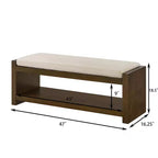 Banc d'appoint avec étagère à chaussures inférieure, banc rembourré, banc de bout de lit moderne et compact avec rangement