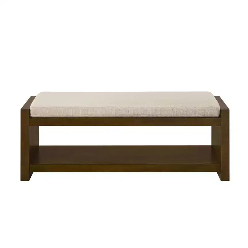 Banc d'appoint avec étagère à chaussures inférieure, banc rembourré, banc de bout de lit moderne et compact avec rangement