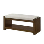 Banc d'appoint avec étagère à chaussures inférieure, banc rembourré, banc de bout de lit moderne et compact avec rangement