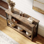 Console étroite et longue, Table d'entrée en bois cannelé, Table de canapé derrière le canapé, Table de vestibule pour l'entrée, le couloir, le salon