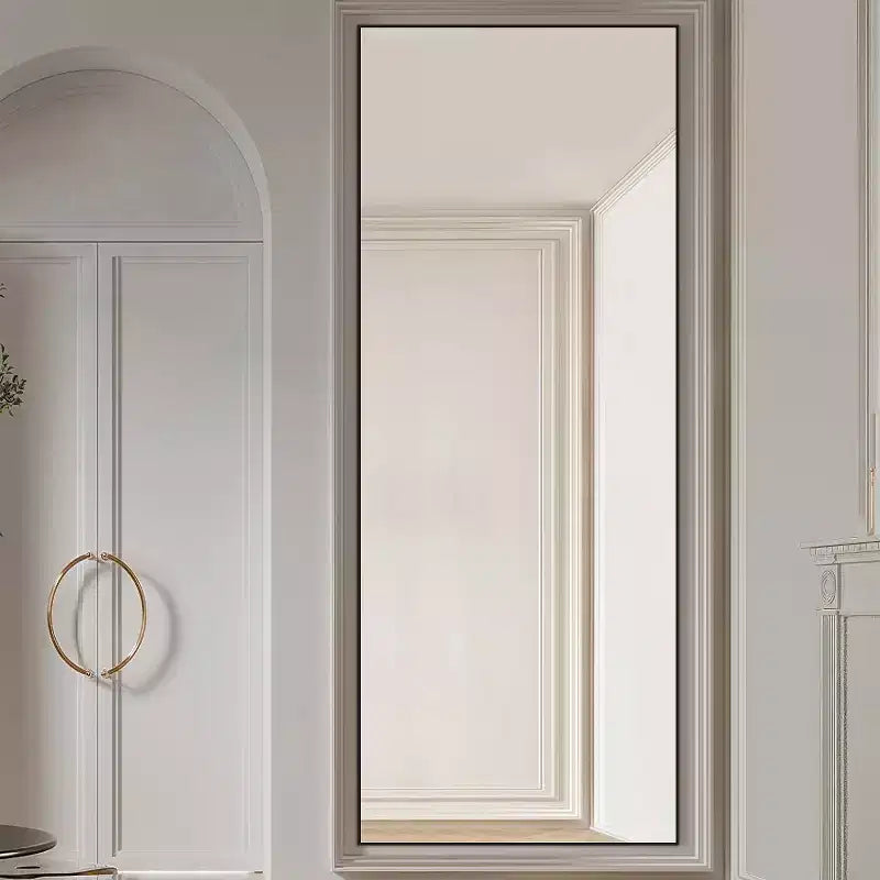 MAYEERTY Miroir pleine longueur rectangulaire noir de 60 x 180 cm à bords fins en alliage d'aluminium avec support pour décoration murale de salon et de chambre à coucher