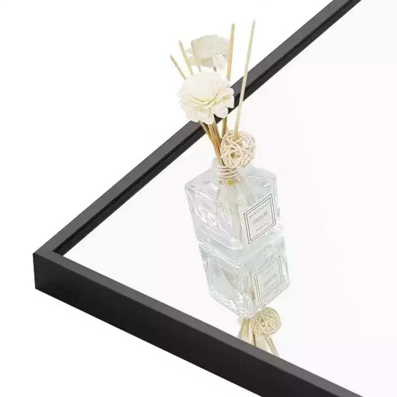 MAYEERTY Miroir pleine longueur rectangulaire noir de 60 x 180 cm à bords fins en alliage d'aluminium avec support pour décoration murale de salon et de chambre à coucher
