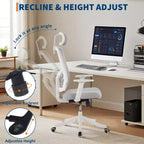 Chaise de bureau à dossier haut COZONY avec support lombaire réglable, chaise de bureau en maille avec accoudoirs relevables pour la maison ou le bureau