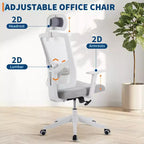 Chaise de bureau à dossier haut COZONY avec support lombaire réglable, chaise de bureau en maille avec accoudoirs relevables pour la maison ou le bureau