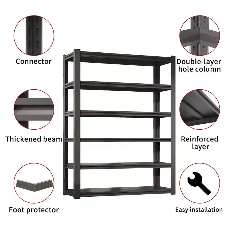 Étagères de rangement métalliques robustes VIYET 82H à 6 niveaux – 1088 kg au total, 122 x 46 cm réglables, pour garage/cuisine/salle de sport/entrepôt