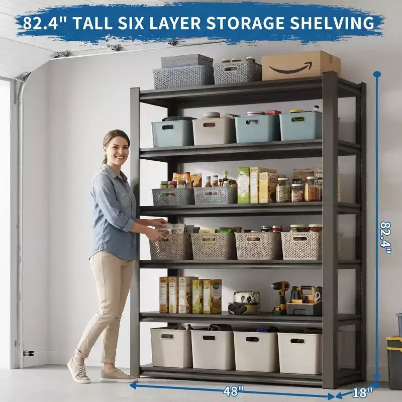 Étagères de rangement métalliques robustes VIYET 82H à 6 niveaux – 1088 kg au total, 122 x 46 cm réglables, pour garage/cuisine/salle de sport/entrepôt