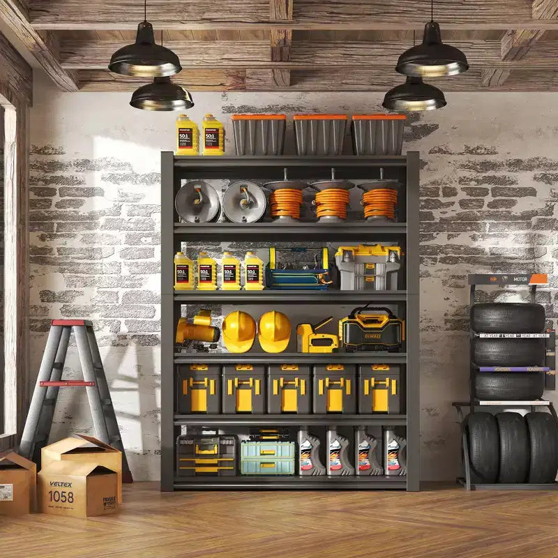 Étagères de rangement métalliques robustes VIYET 82H à 6 niveaux – 1088 kg au total, 122 x 46 cm réglables, pour garage/cuisine/salle de sport/entrepôt