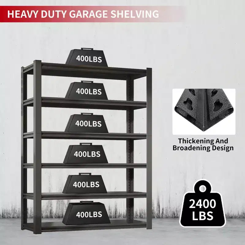 Étagères de rangement métalliques robustes VIYET 82H à 6 niveaux – 1088 kg au total, 122 x 46 cm réglables, pour garage/cuisine/salle de sport/entrepôt