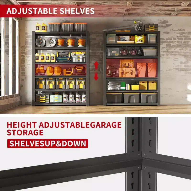 Étagères de rangement métalliques robustes VIYET 82H à 6 niveaux – 1088 kg au total, 122 x 46 cm réglables, pour garage/cuisine/salle de sport/entrepôt
