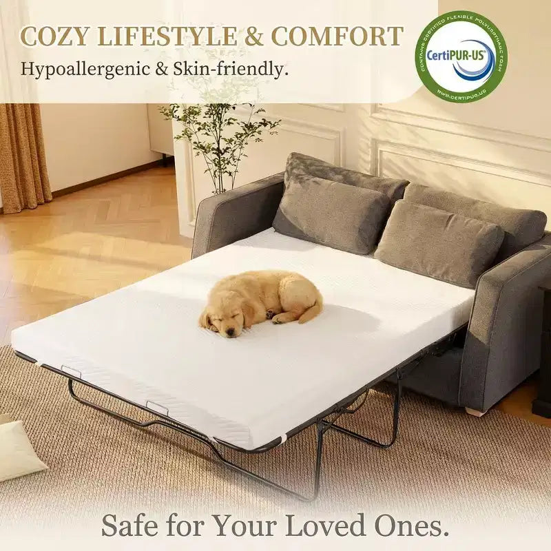 Dyonery Matelas de Canapé Convertible 4 Pouces, Remplacement de Matelas en Mousse à Mémoire de Forme Refroidissante pour Canapé-Lit, Certifié CertiPUR-US