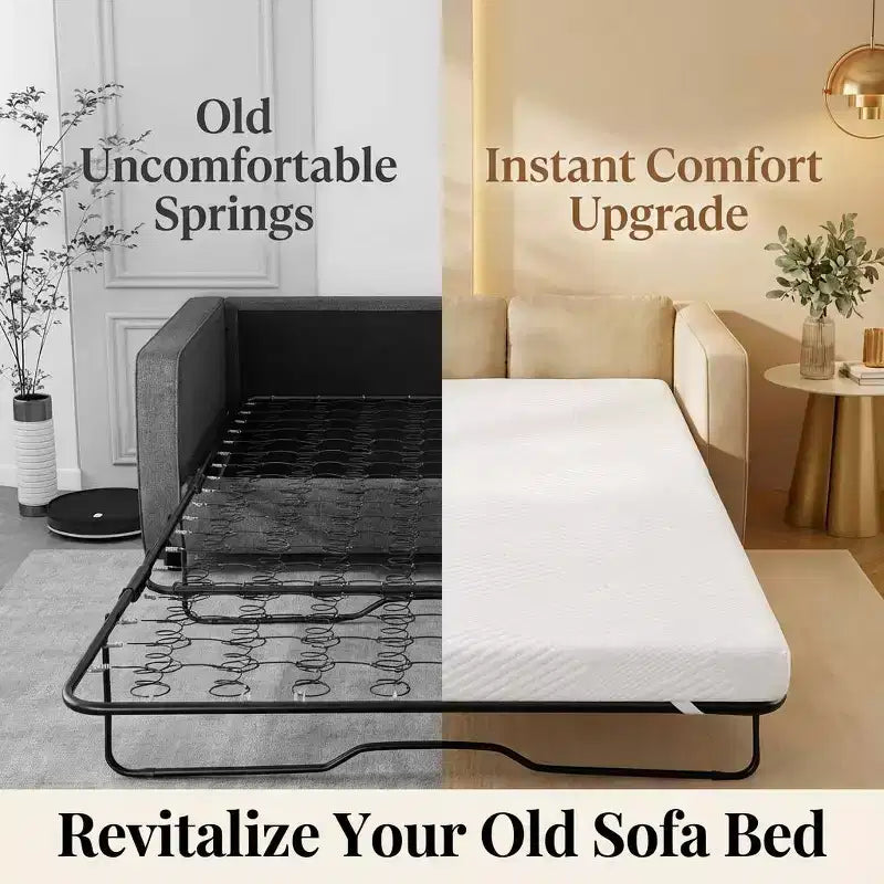 Dyonery Matelas de Canapé Convertible 4 Pouces, Remplacement de Matelas en Mousse à Mémoire de Forme Refroidissante pour Canapé-Lit, Certifié CertiPUR-US