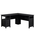 Bureau d'angle en L Mathena GDFStudio avec rangement pour dossiers et étagère ouverte