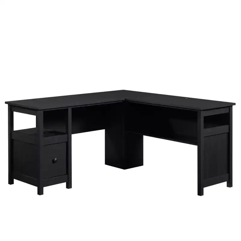 Bureau d'angle en L Mathena GDFStudio avec rangement pour dossiers et étagère ouverte