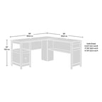 Bureau d'angle en L Mathena GDFStudio avec rangement pour dossiers et étagère ouverte