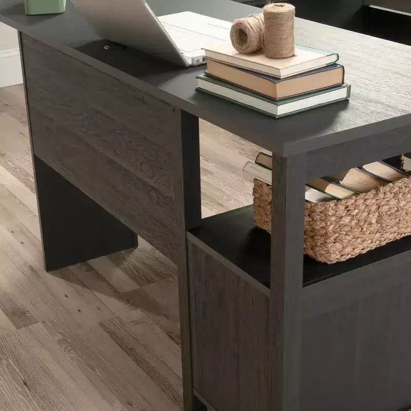 Bureau d'angle en L Mathena GDFStudio avec rangement pour dossiers et étagère ouverte