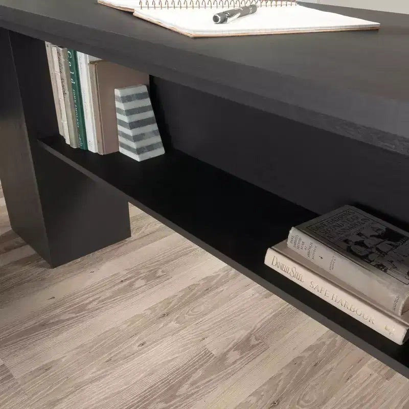 Bureau d'angle en L Mathena GDFStudio avec rangement pour dossiers et étagère ouverte