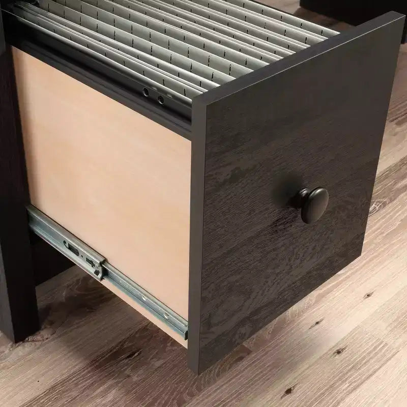 Bureau d'angle en L Mathena GDFStudio avec rangement pour dossiers et étagère ouverte