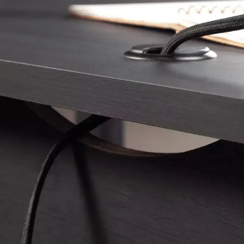 Bureau d'angle en L Mathena GDFStudio avec rangement pour dossiers et étagère ouverte