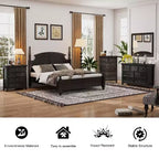 Commode noire, commode moderne pour chambre à coucher, table de chevet à 7 tiroirs, armoire en bois grande capacité pour chambre à coucher, salon, placards, couloir
