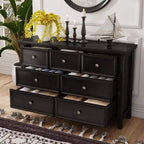 Commode noire, commode moderne pour chambre à coucher, table de chevet à 7 tiroirs, armoire en bois grande capacité pour chambre à coucher, salon, placards, couloir