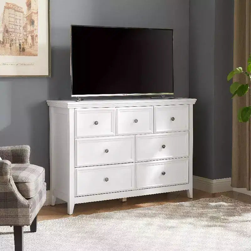 Commode noire, commode moderne pour chambre à coucher, table de chevet à 7 tiroirs, armoire en bois grande capacité pour chambre à coucher, salon, placards, couloir