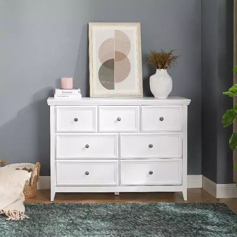 Commode noire, commode moderne pour chambre à coucher, table de chevet à 7 tiroirs, armoire en bois grande capacité pour chambre à coucher, salon, placards, couloir