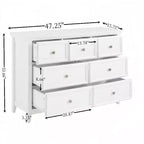 Commode noire, commode moderne pour chambre à coucher, table de chevet à 7 tiroirs, armoire en bois grande capacité pour chambre à coucher, salon, placards, couloir