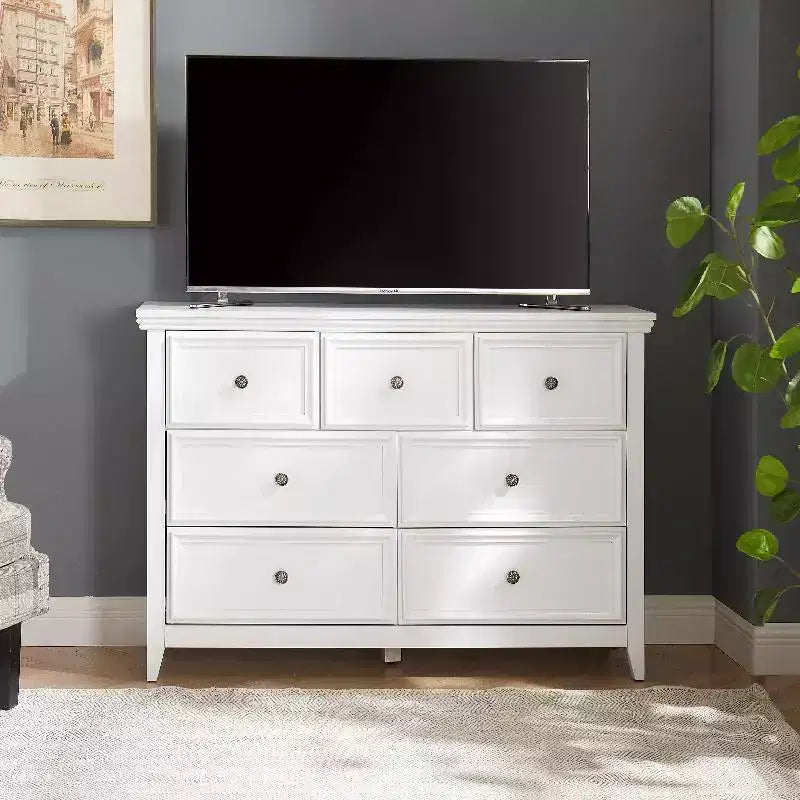 Commode noire, commode moderne pour chambre à coucher, table de chevet à 7 tiroirs, armoire en bois grande capacité pour chambre à coucher, salon, placards, couloir