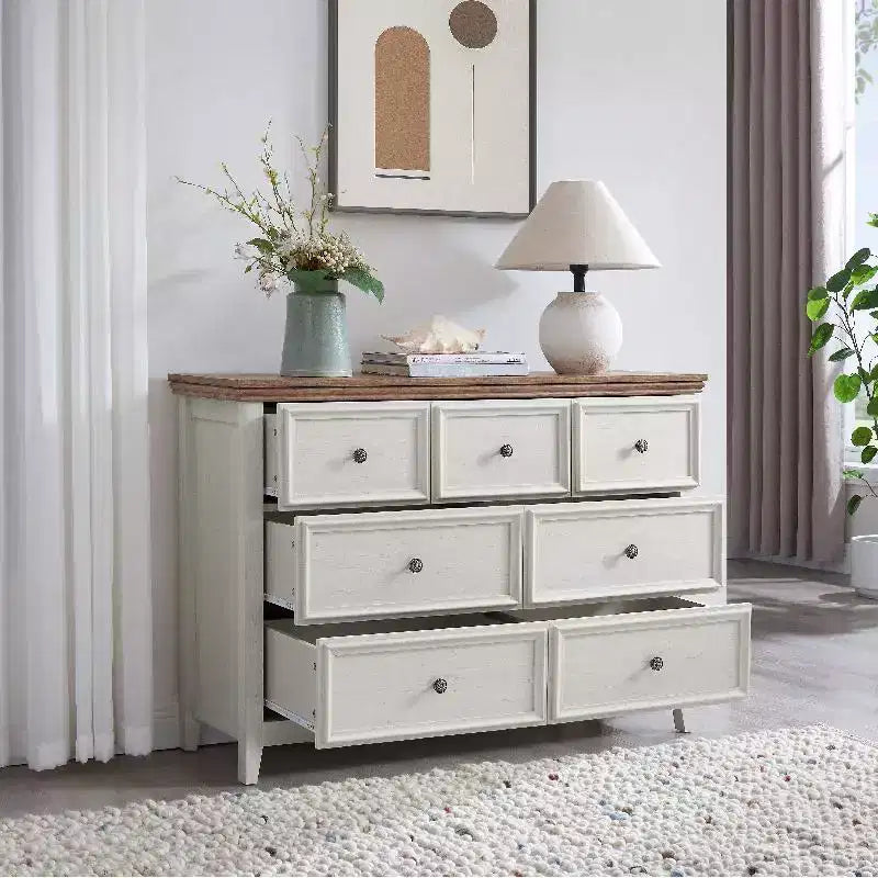 Commode noire, commode moderne pour chambre à coucher, table de chevet à 7 tiroirs, armoire en bois grande capacité pour chambre à coucher, salon, placards, couloir