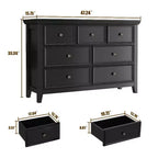 Commode noire, commode moderne pour chambre à coucher, table de chevet à 7 tiroirs, armoire en bois grande capacité pour chambre à coucher, salon, placards, couloir