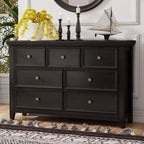Commode noire, commode moderne pour chambre à coucher, table de chevet à 7 tiroirs, armoire en bois grande capacité pour chambre à coucher, salon, placards, couloir