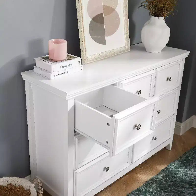 Commode noire, commode moderne pour chambre à coucher, table de chevet à 7 tiroirs, armoire en bois grande capacité pour chambre à coucher, salon, placards, couloir