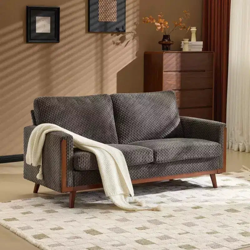 Karl Home |Causeuse en velours de style ferme moderne avec cadre en bois massif Canapé compact 2 places pour petits espaces