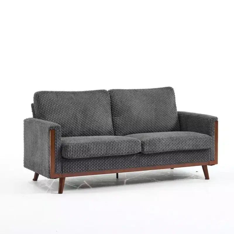 Karl Home |Causeuse en velours de style ferme moderne avec cadre en bois massif Canapé compact 2 places pour petits espaces