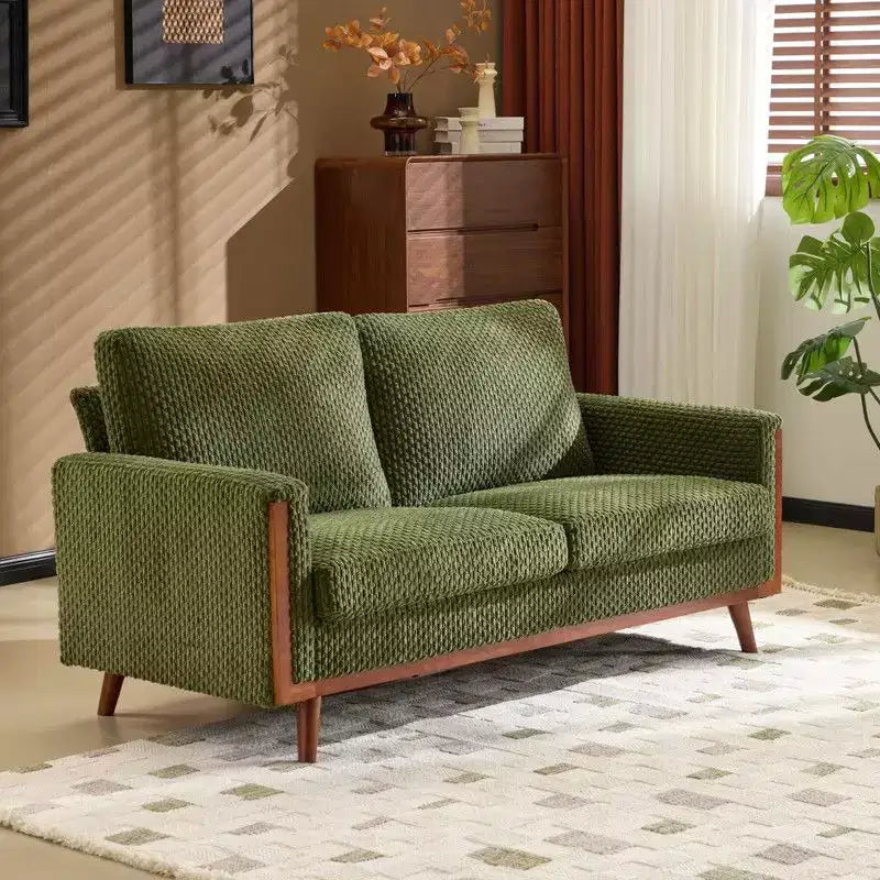 Karl Home |Causeuse en velours de style ferme moderne avec cadre en bois massif Canapé compact 2 places pour petits espaces