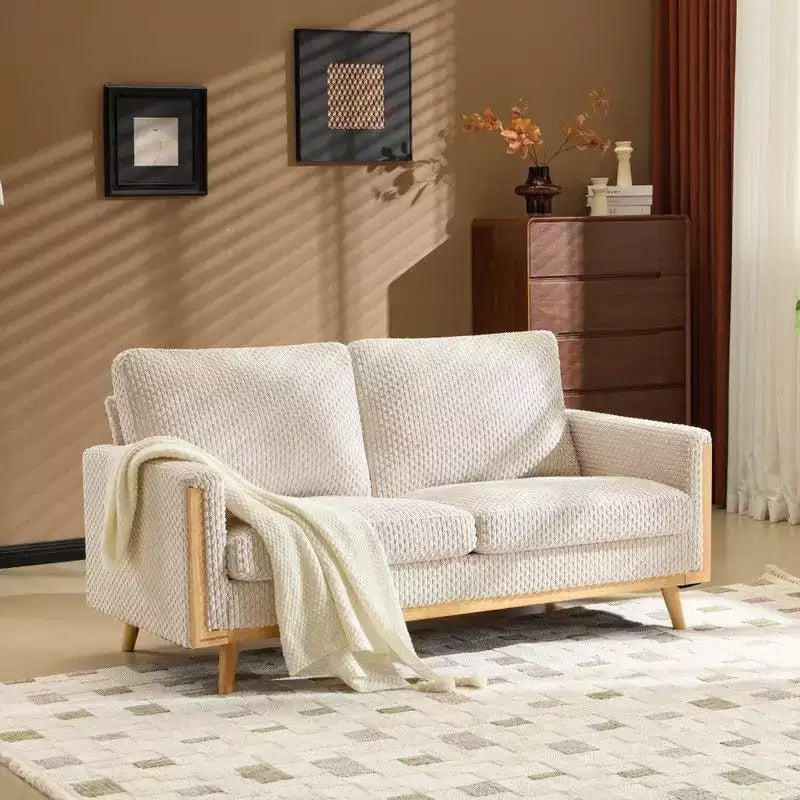 Karl Home |Causeuse en velours de style ferme moderne avec cadre en bois massif Canapé compact 2 places pour petits espaces