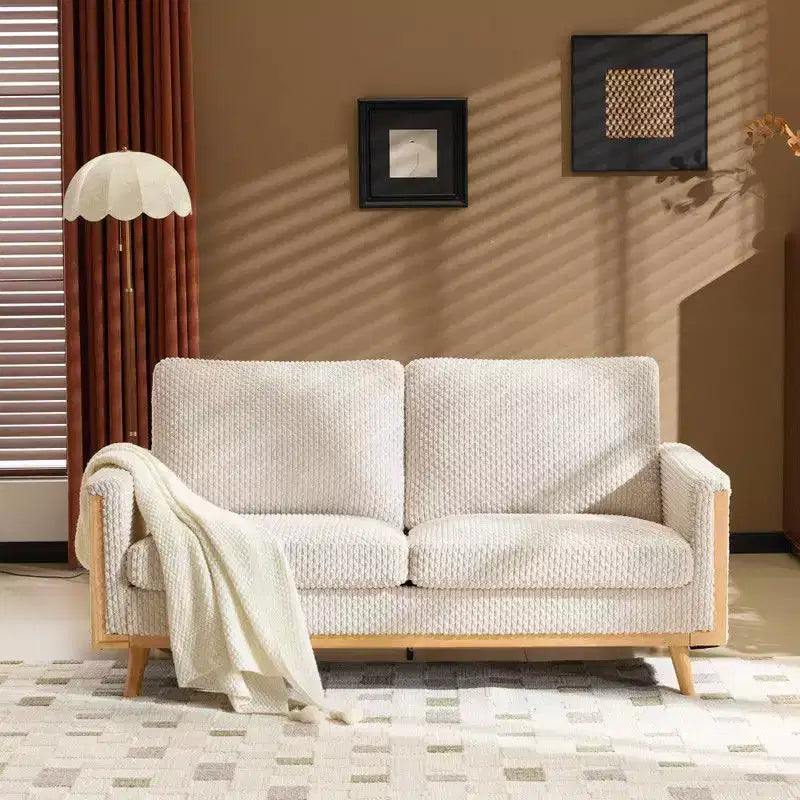 Karl Home |Causeuse en velours de style ferme moderne avec cadre en bois massif Canapé compact 2 places pour petits espaces