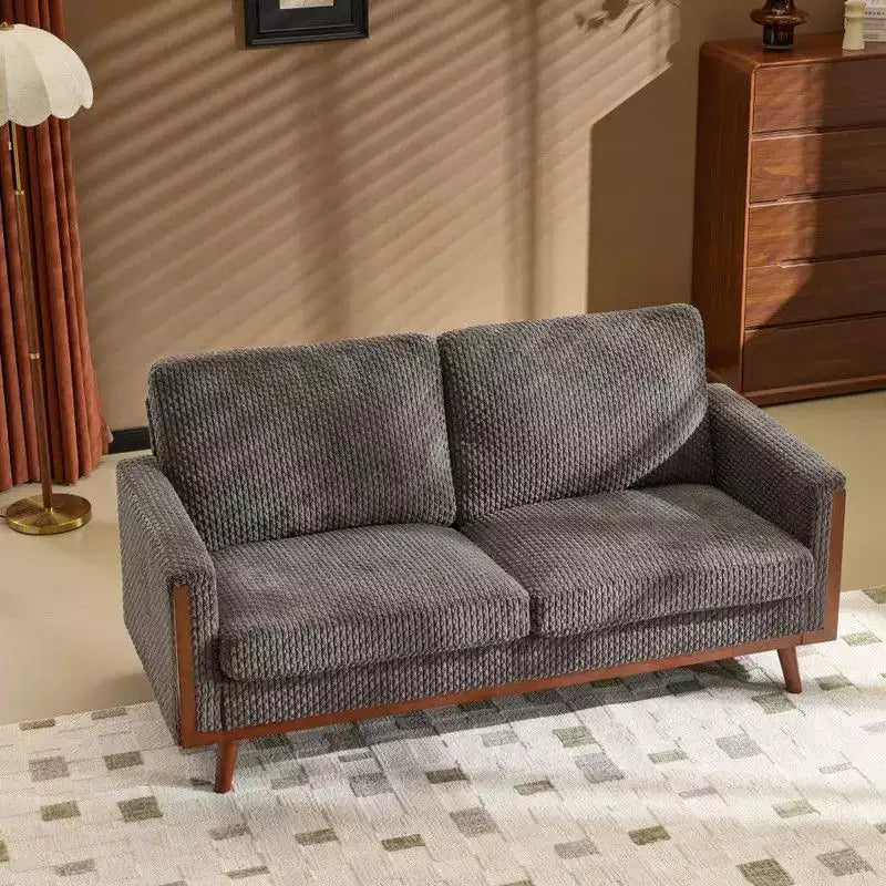 Karl Home |Causeuse en velours de style ferme moderne avec cadre en bois massif Canapé compact 2 places pour petits espaces