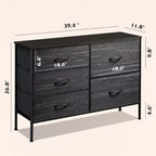 Commode à 5 tiroirs TUYOHW pour chambre, tour de rangement large avec plateau en bois et tiroirs en tissu, organisateur de commode moderne pour salon, chambre, entrée