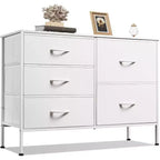 Commode à 5 tiroirs TUYOHW pour chambre, tour de rangement large avec plateau en bois et tiroirs en tissu, organisateur de commode moderne pour salon, chambre, entrée