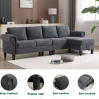 Canapé convertible GDFStudio Yorin 106 moderne 4 places en velours en forme de L avec pouf de rangement
