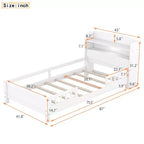 Cadre de lit moderne double Okak avec tête de lit de rangement en bois et LED/USB intégrés, lit plateforme bibliothèque pour chambre d'enfant/d'adulte.