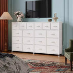 Commode Acekool à 18 tiroirs avec station de charge, commode de rangement extra large en tissu, meuble TV pour chambre, salon, entrée