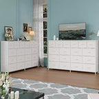 Commode Acekool à 18 tiroirs avec station de charge, commode de rangement extra large en tissu, meuble TV pour chambre, salon, entrée