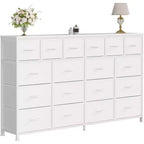 Commode Acekool à 18 tiroirs avec station de charge, commode de rangement extra large en tissu, meuble TV pour chambre, salon, entrée